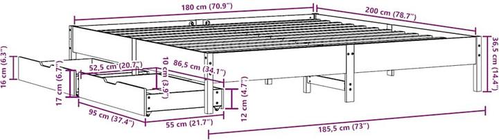 Produktbild vidaXL Bettgestell (180 x 200 cm)