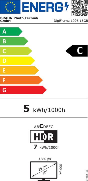 Energie-Label Braun Photo Braun DigiFrame 1096 25,65cm (10,1 ) 16GB (10.10", 1280 x 800 Pixel)