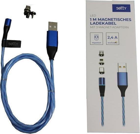 Produktbild Setty Magnetisches USB Kabel 1m 2A LED (1 m)
