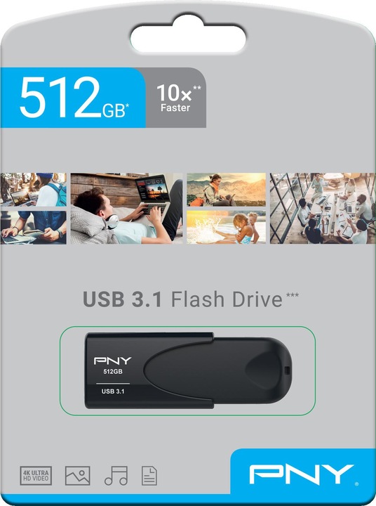 Produktbild PNY Attaché 4 3.1 (512 GB, USB-A, USB 3.1)