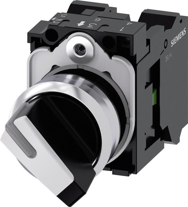 Actual product image Siemens Selector switch 2step rast Knob Ř22mm 3SU1150-2BF60-3MA0