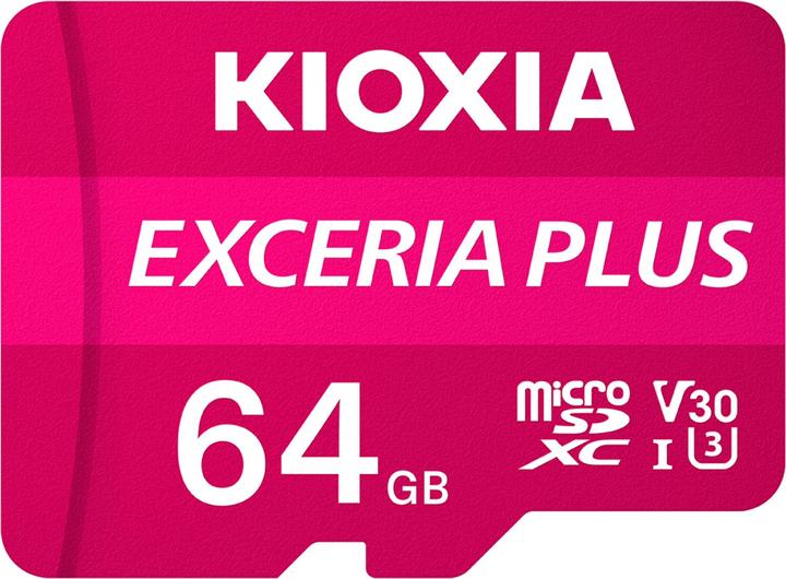 Kioxia Exceria Plus microSDXC 64GB Class 10 UHS-1 U3 (64 GB, microSDXC, U3, UHS-I)