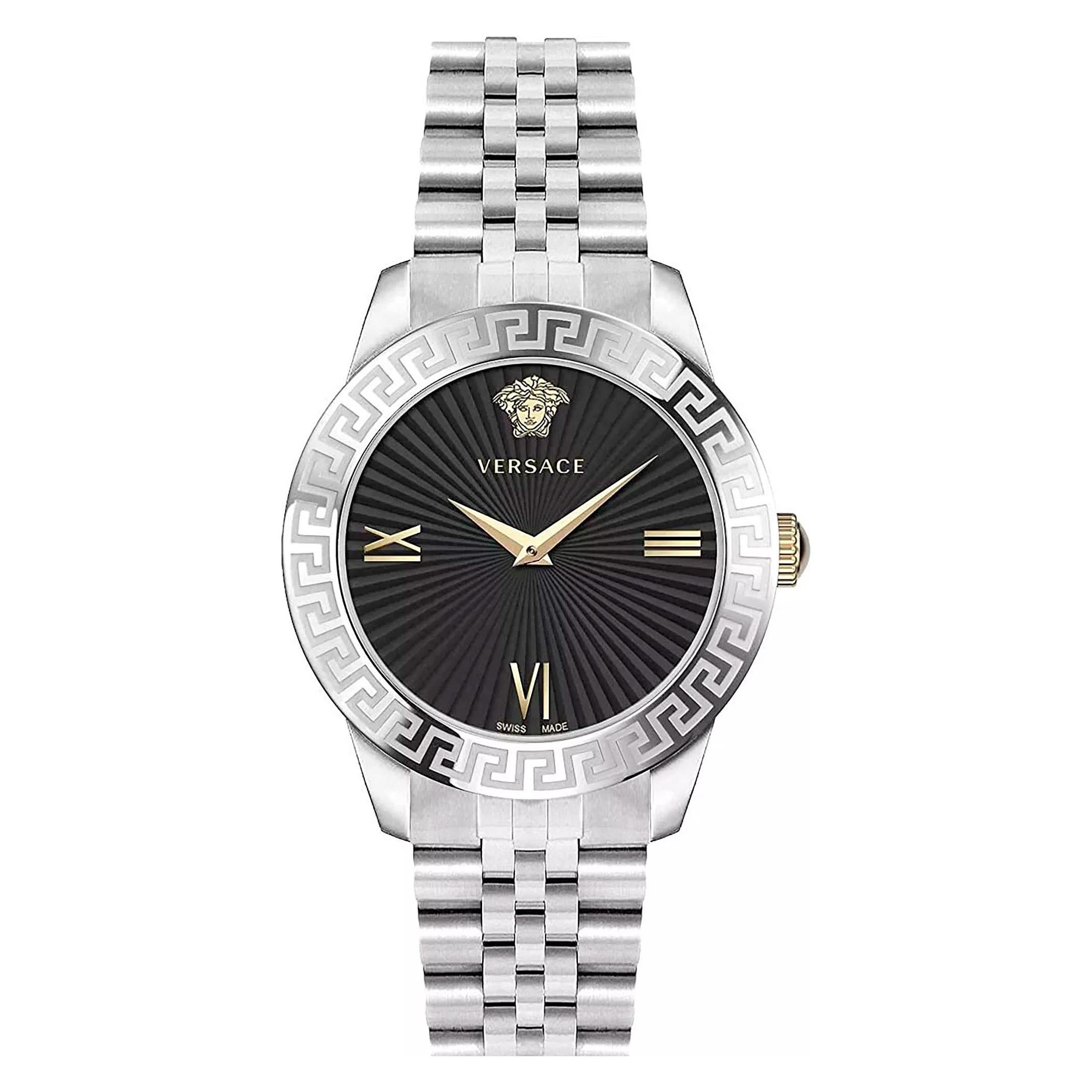 Versace, Armbanduhr, VEVC00419 Greca Damenuhr 38mm 5ATM, Silber, (Analoguhr, 38 mm)