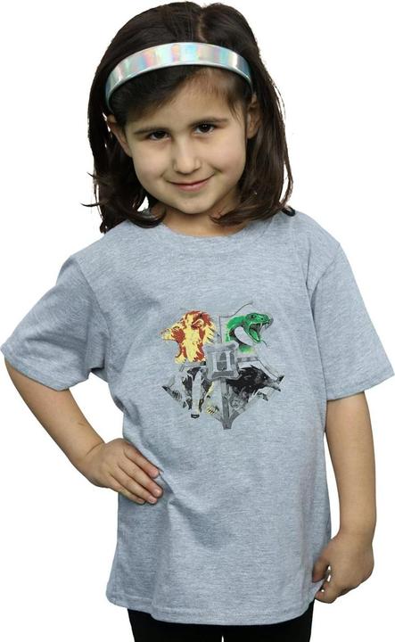 Actual product image Girls Hogwarts Painted Crest Cotton T-Shirt (140, 146)