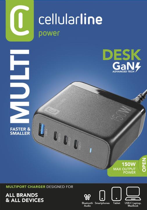 Produktbild Cellularline Multipower Desk 150W Reiselader 4 Port GaN (150 W, 4 Ports)