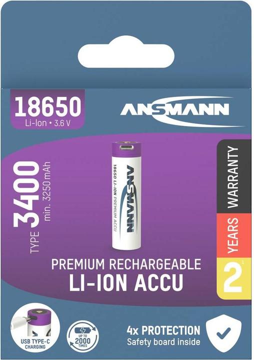 Produktbild Ansmann Li-Ion Akku 18650 (1 Stk., 18650, 3400 mAh)