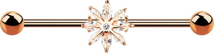 Immagine prodotto Star Piercing Barbell rosegold mit Schneestern (Ottone, Acciaio chirurgico 316L)