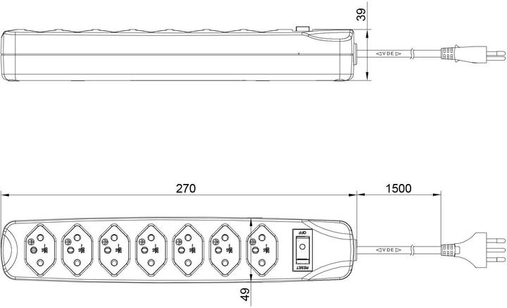 Image du produit Furber Bande de connecteurs d'alimentation 7xT13 (7 x, Type 13, 1.50 m)