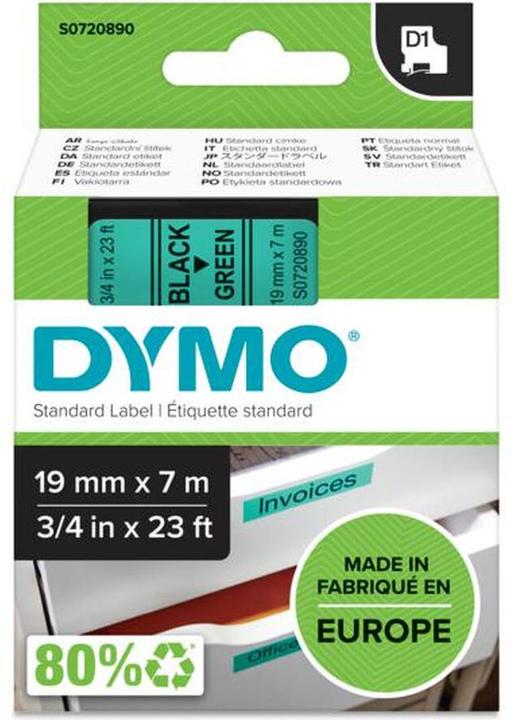 Produktbild Dymo Band D1 grün 45809 (S0720890) schwarzer Aufdruck (1.90 cm, Grün)