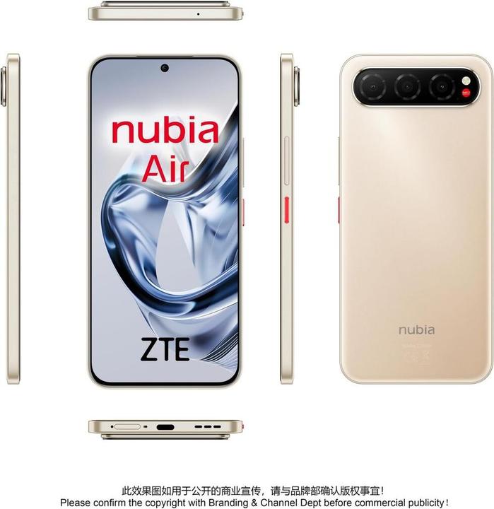 Actual product image Nubia Air / 8GB / 256GB / Gold (256 GB, titanium desert, 6.78", Hybrid Dual SIM, 5G)