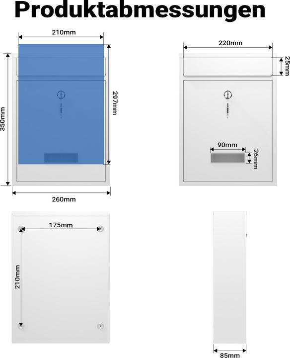 Actual product image Wiltec Design Mailbox V10 Letterbox Postbox Pillar Letter Mail Post Box