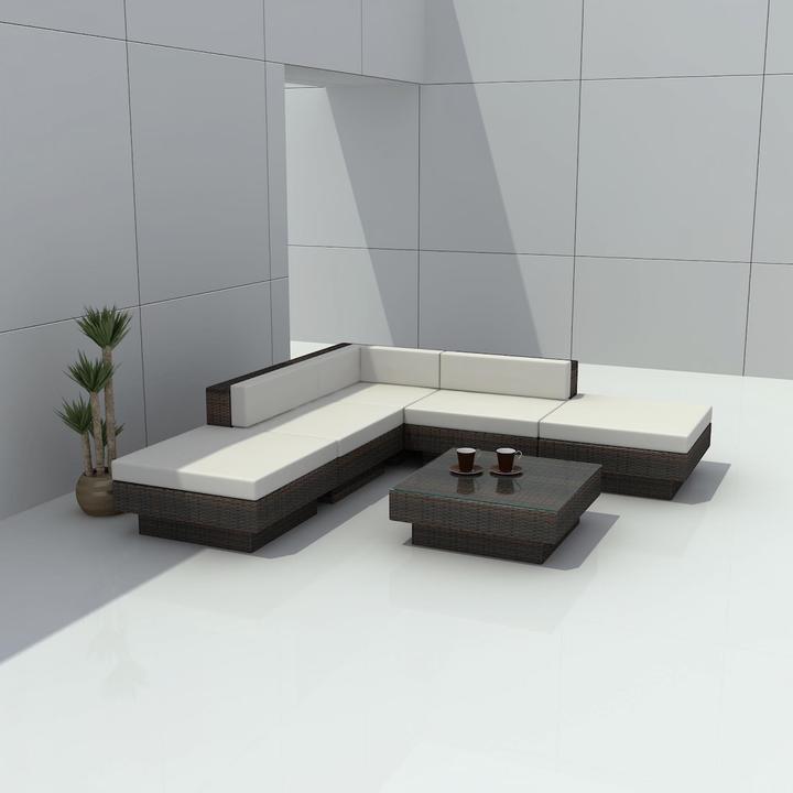 Image du produit PureHaven Ensemble en rotin 300x300 cm aux formes élégantes, résistant à l'usure et très robuste, comprenant