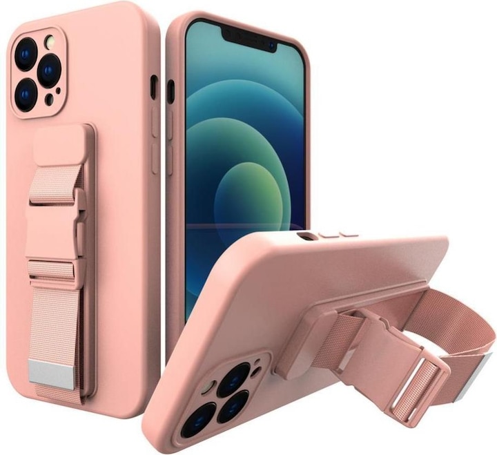 Produktbild Hurtel Rope case gel case with a chain lanyard bag lanyard iPhone 13 mini pink (Apple iPhone 13 mini)