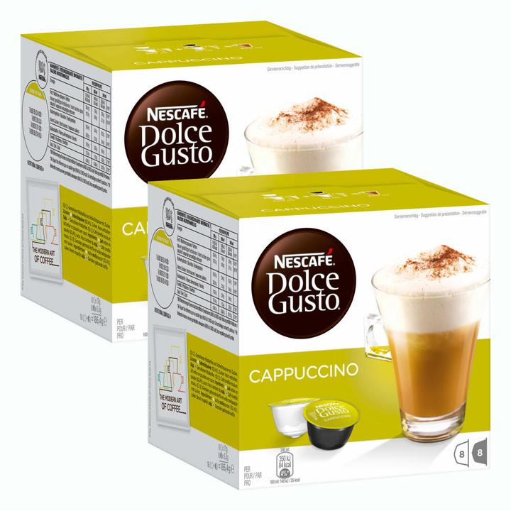 Produktbild Nestlé Nescafé Dolce Gusto Cappuccino, Milchkaffee, Kaffeekapsel, Kaffee, 32 Kapseln (16 Portionen) (8 x Port.)