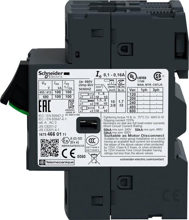 Produktbild Schneider Electric Motorschutzschalter GV2ME02 0,16-0,25A