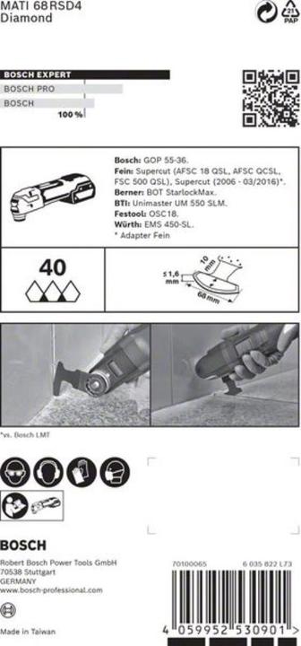 Produktbild Bosch Professional Zubehör EXPERT Corner Blade MATI 68 RSD4 Blatt für Multifunktionswerkzeuge, 68 x 10 mm