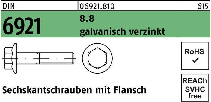 Produktbild Reyher Sechskantschraube DIN 6921 m.Flansch M 6 x 16 8.8 galvanisch verzinkt (500 Schrauben pro Stück)