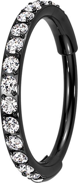 Produktbild Star Piercing Micro Segmentring klappbar schwarz seitlich Kristalle silber (ohne Messing, Titan)