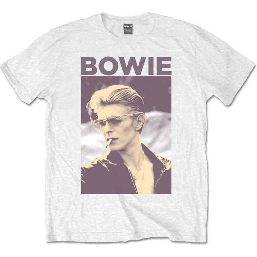 David Bowie, Uomini, Maglietta, Men's Smoking Short Sleeve T-Shirt, White, X-Large, Bianco