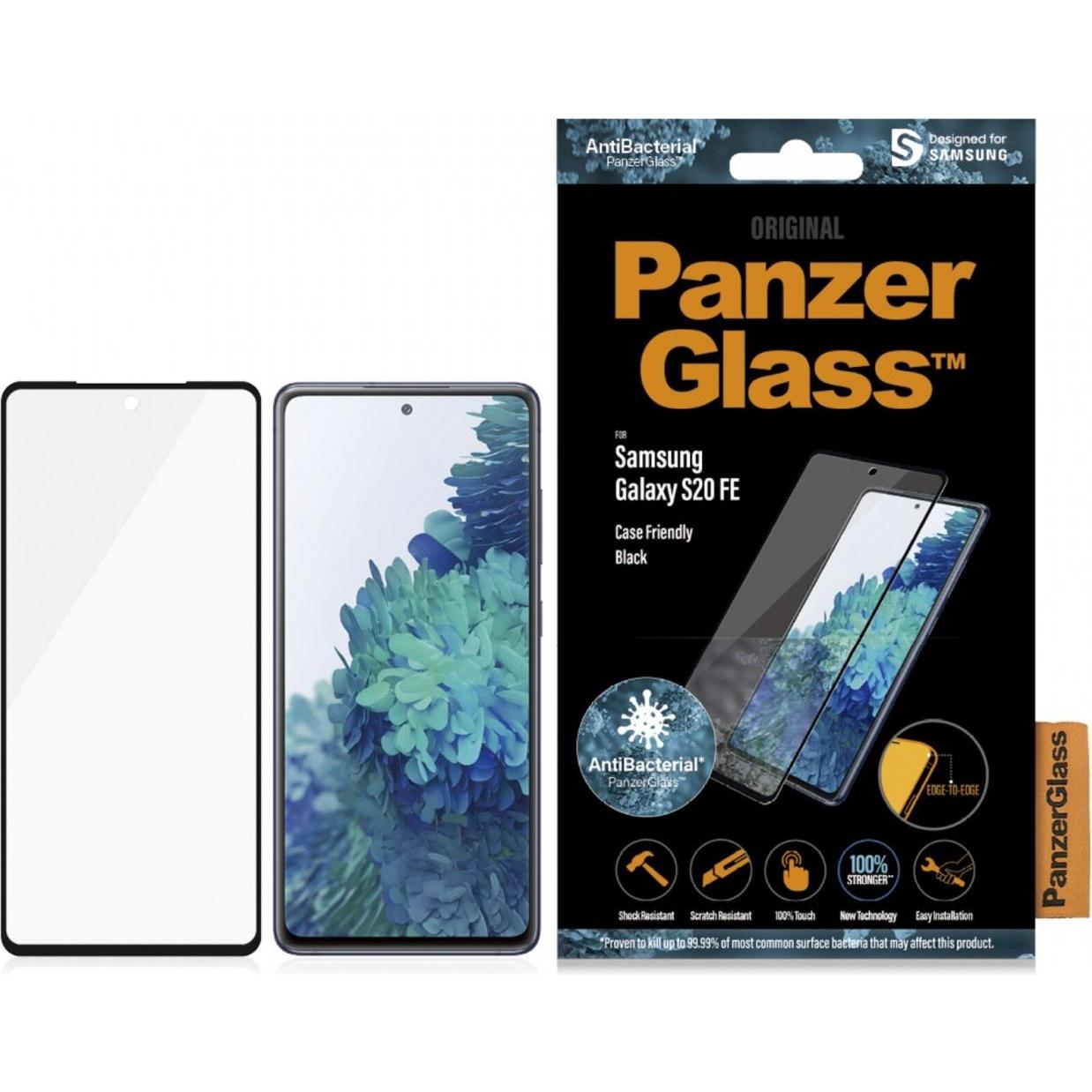 PanzerGlass Case Friendly (1 Stück, Samsung Galaxy S20 FE), Smartphone Schutzfolie, Schwarz, Transparent