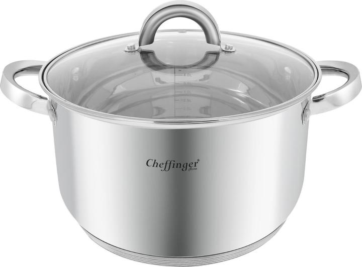 Actual product image Cheffinger Stainless steel saucepan with induction lid (24 cm, Roman pot, Stainless steel)