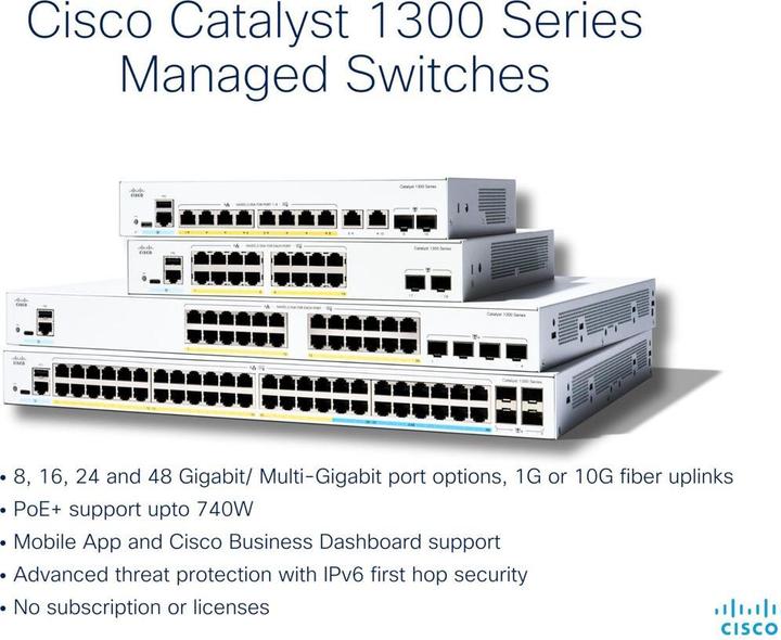 Image du produit Cisco CATALYST 1300 48-PORT GE POE (52 ports)