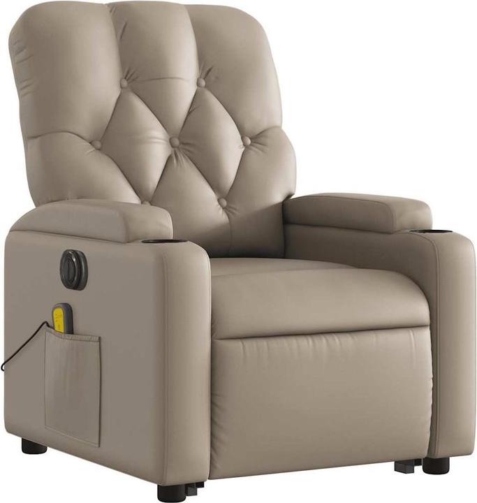 Actual product image vidaXL Massage armchair with stand-up aid TV armchair Relax armchair cappuccino-brown