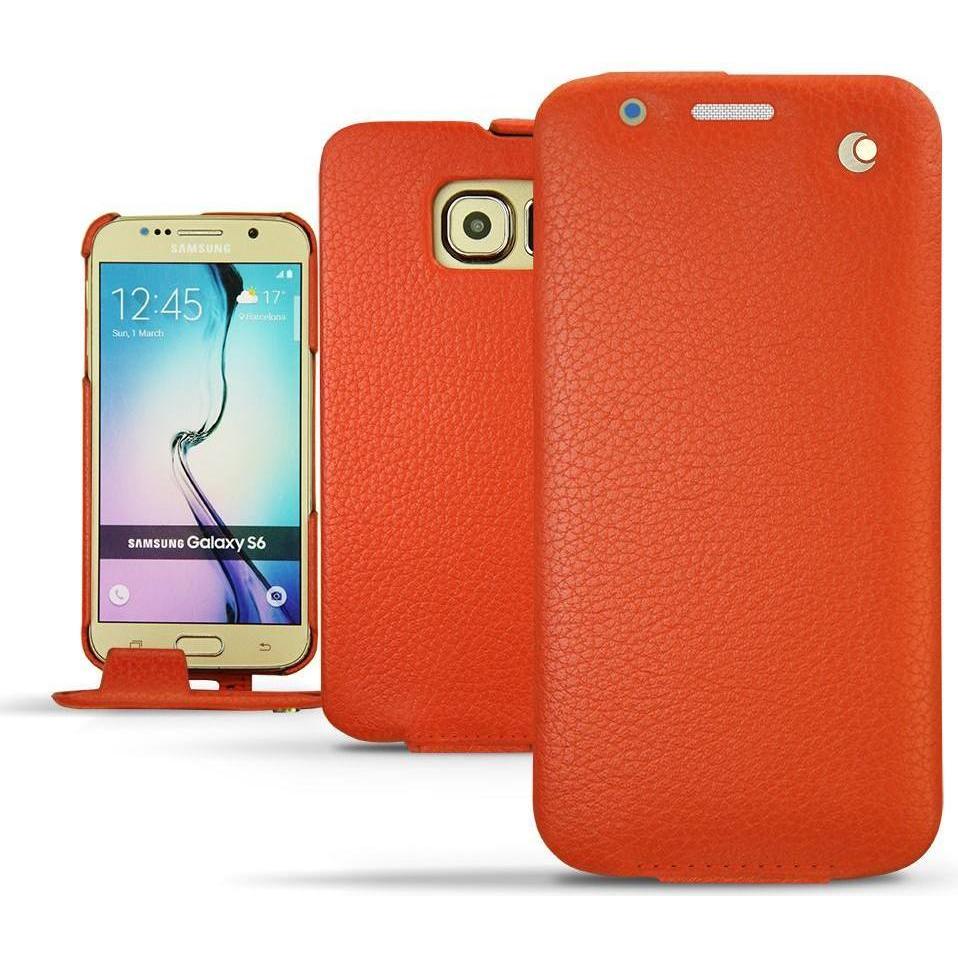 Noreve Lederschutzhülle vertikal (Samsung Galaxy S6), Smartphone Hülle, Orange