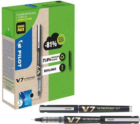 Actual product image Pilot V7 Greenpack rollerball set 0.4 mm, writing colour: black (Black)