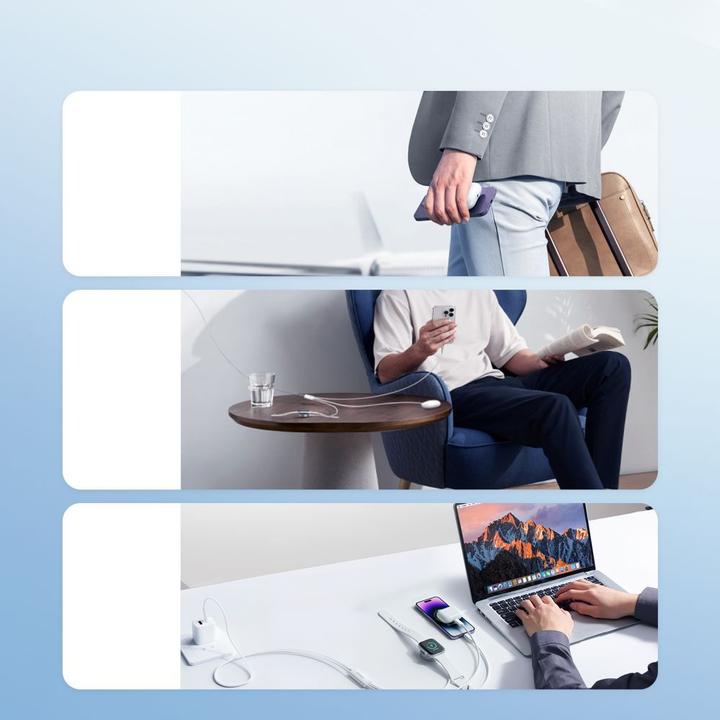 Image du produit Joyroom S-IW008 câble chargeur magnétique 3-en-1 USB-A - Lightning/USB-C 1,2m - blanc (1.20 m, 5 W)