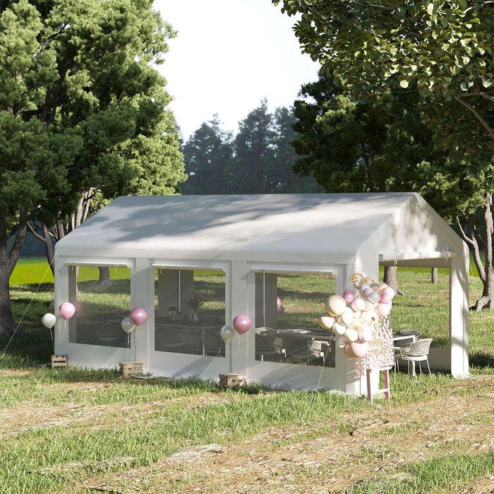 Actual product image Swisshandel24 Large party tent 6x3m removable side walls doors windows outdoor party white (600 cm, 300 cm)