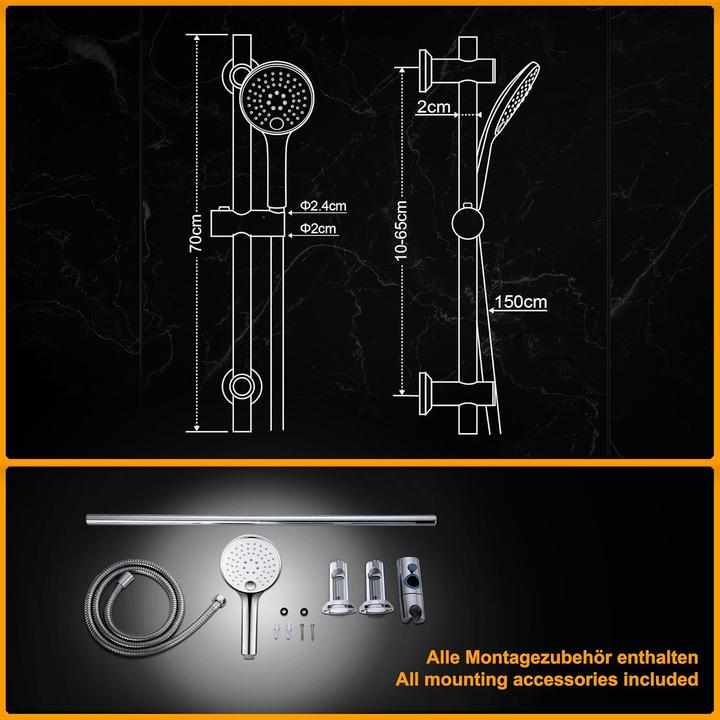 Produktbild Görbach Duschbrause mit Wandhalterung (3 Strahlarten)