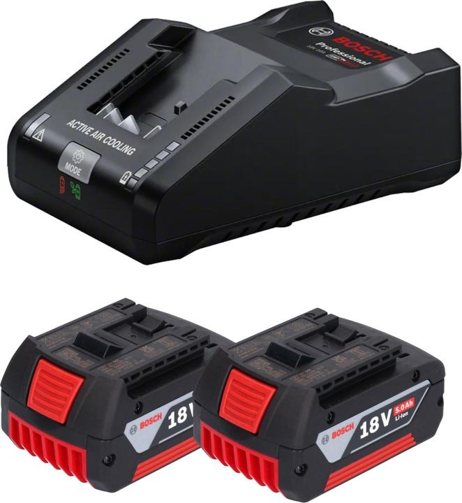 Produktbild Bosch Professional Bosch Starter Set 2x GBA 18 V / 5 Ah / 5000 mAh Li-Ion Akku ( 2x 1600A002U5 ) + GAL 18V-160 (18 V)