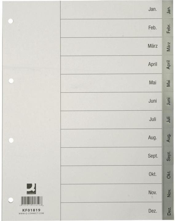 Q-Connect Register Vollformat aus PP, mit Indexblatt