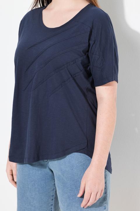 Actual product image Ulla Popken Damen grosse Grössen T-Shirt, Biesen, Rundhals, Halbarm marine 46+ 838884130-46+ (46, 48)