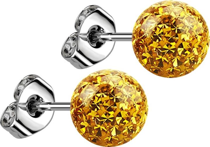Actual product image Star Piercing Stud earrings silver with crystal ball topaz epoxy protective layer (without brass, Surgical steel 316L)