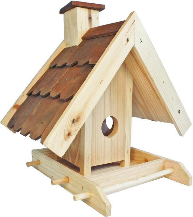Produktbild La Mia! Vogelhaus Futterhaus zum Aufstellen mit Holzdach - Aus Fichtenholz