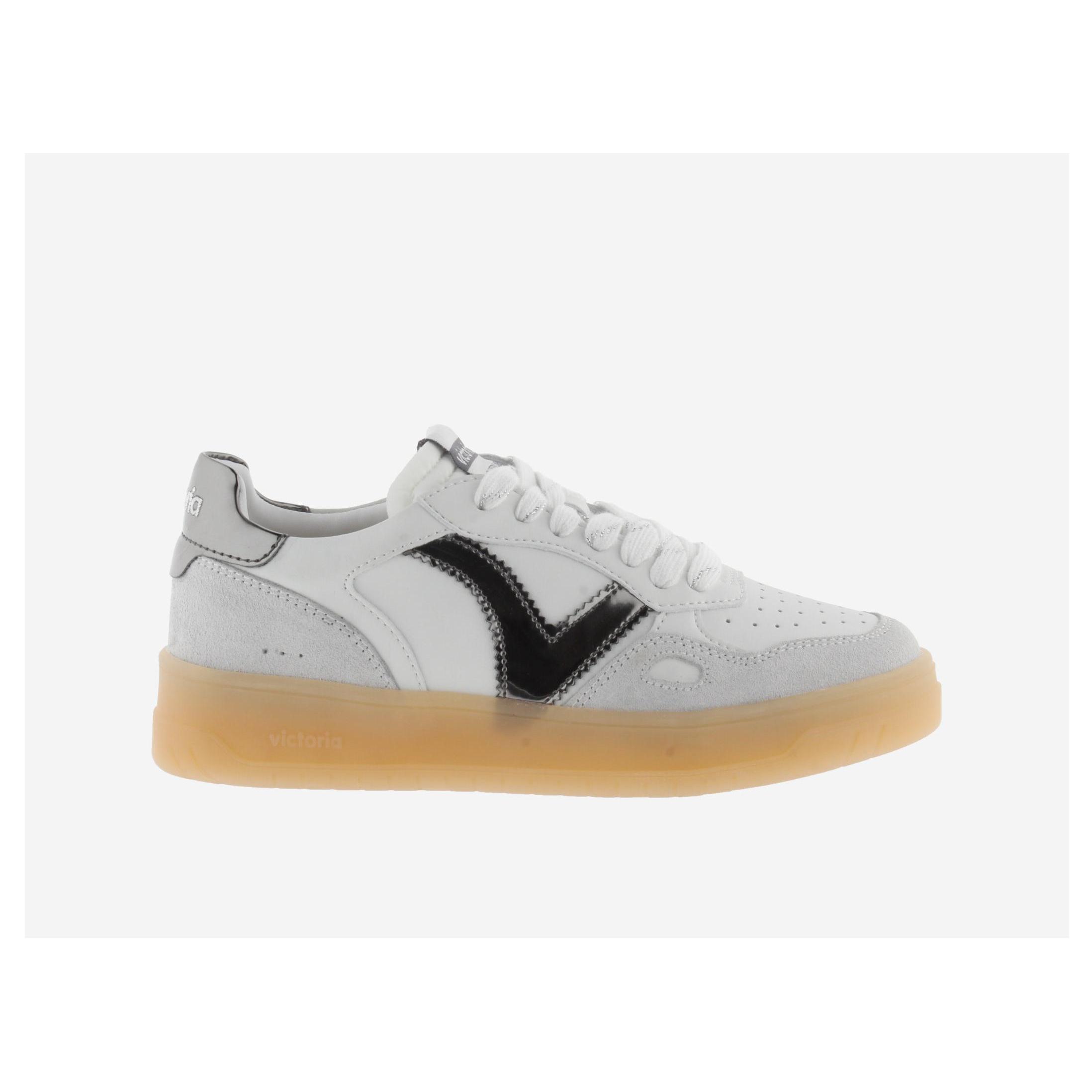 Victoria, Damen, Sneaker, Damenbasket mit Leder- und Metalleffekt, Grau, (37)