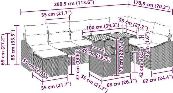 Produktbild vidaXL Garten-Dining-Set (100 x 55 x 73 cm)