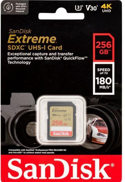 Productafbeelding SanDisk Extreme SDXC /s UHS-I U3 (256 GB, SDXC, U3, UHS-I)