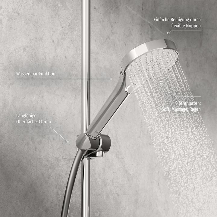 Image du produit Hansa VIVA Handbrausen, Eco, ronde, diamètre 110mm, 3 jets, chrome, 44350300 (3 Types de jets)