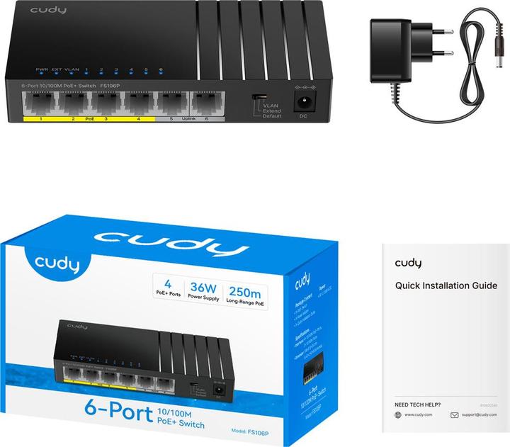 Actual product image Cudy Switch FS106P (6 ports)