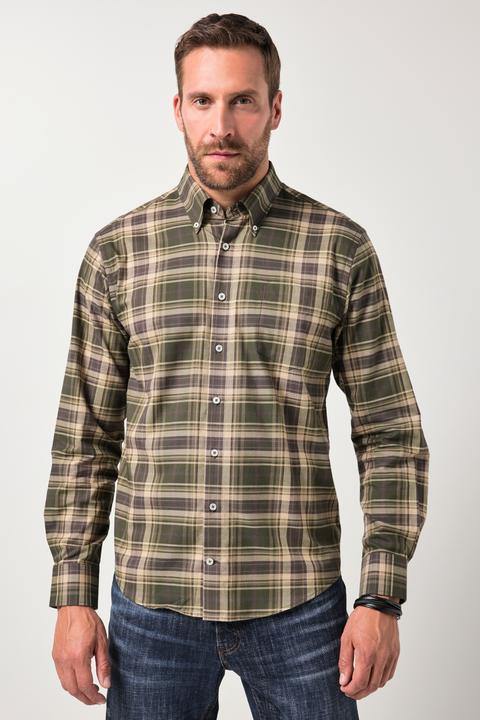 Actual product image JP1880 check shirt, long-sleeved, button-down collar, modern fit, up to 8 XL (8XL)