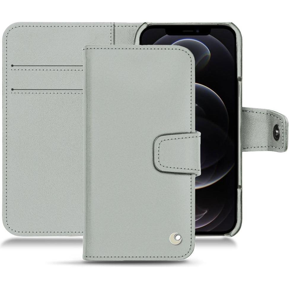 Noreve Lederschutzhülle Wallet (Apple iPhone 12 Pro Max), Smartphone Hülle, Grau