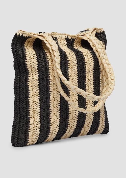 Actual product image S.Oliver Tasche Gestreifte Raffia-Tasche mit geflochtenem Henkel