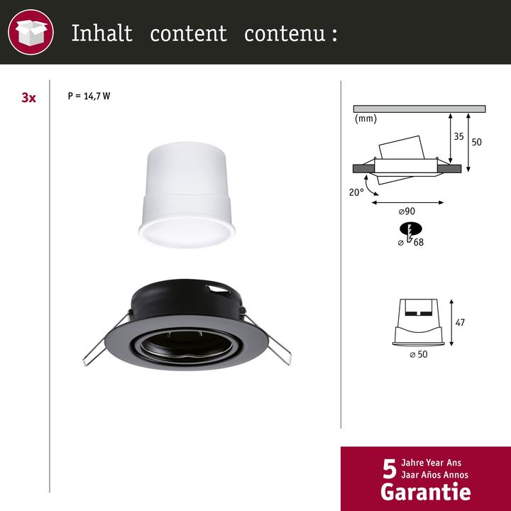 Produktbild Paulmann Einbauleuchte Base Set (430 lm)