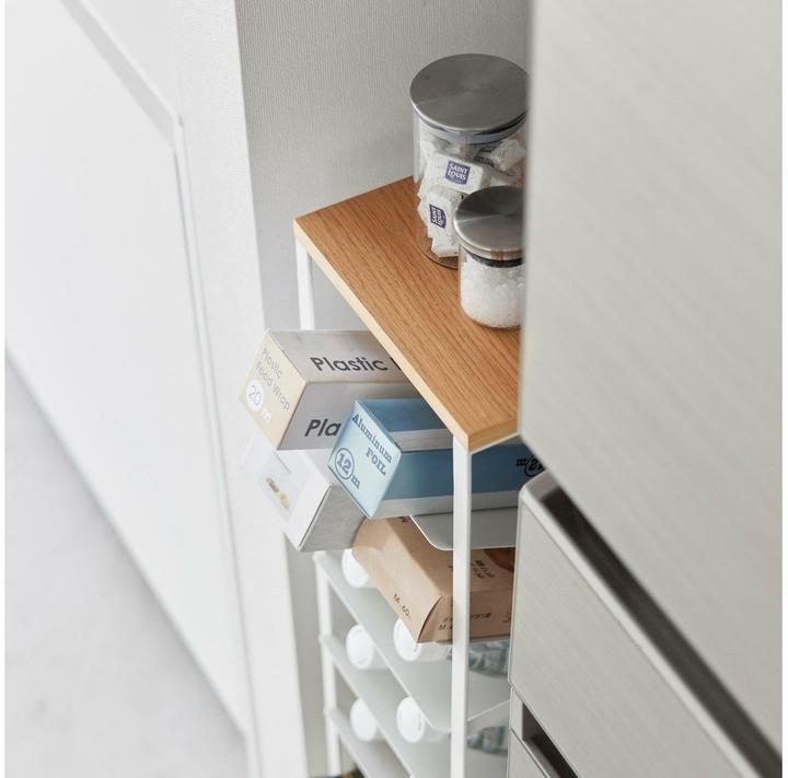 Produktbild Yamazaki 8-stöckiges Flaschenregal mit Holzablage TOWER (16 Flaschen, 20 x 19.30 x 88.50 cm)