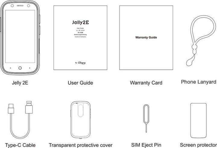 Immagine prodotto Unihertz Gelatina 2E -puhelin, 64/4 Gt, hopea (64 GB, Argento, 3", 4G)