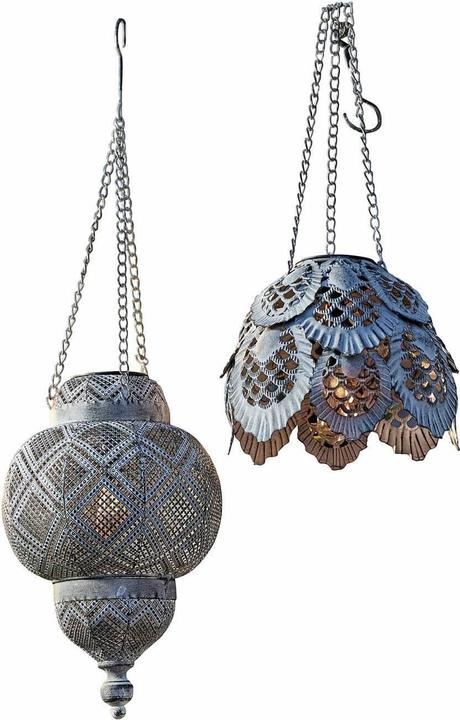 Loberon Set di 2 lanterne solari a sospensione Paale Grigio Antico