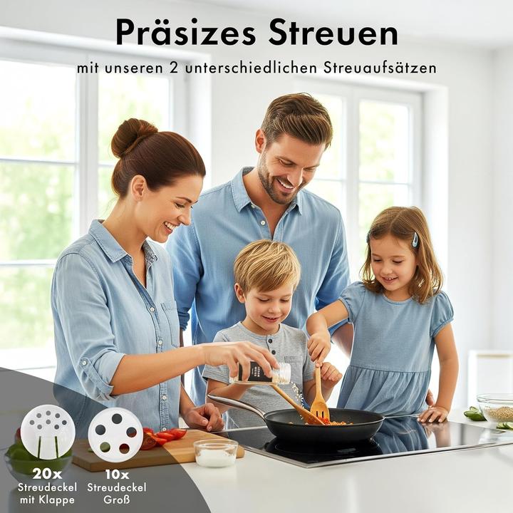 Image du produit Edelhaus 24-teiliges Gewürzgläser-Set mit Streueinsatz (Différentes épices, Herbes aromatiques)